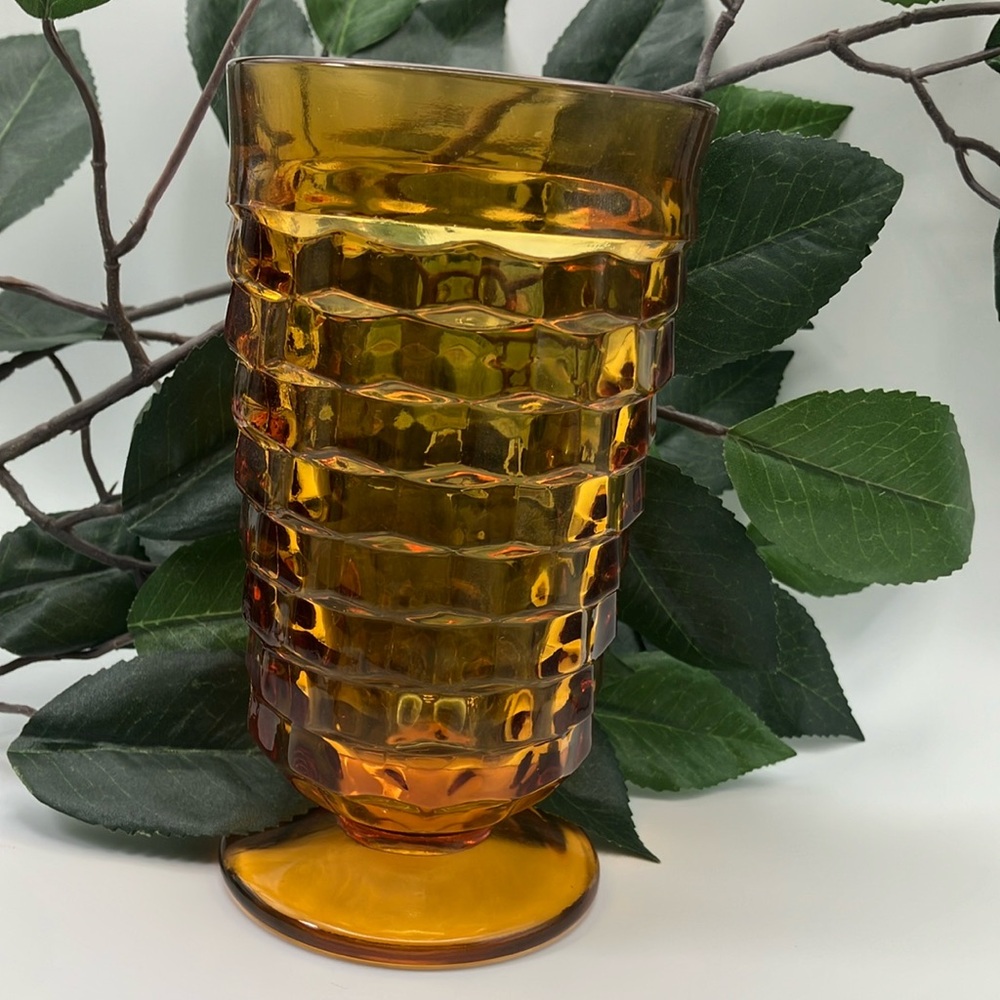 Mid-Century Amber Cubist Colony Tea Glass - Picture 2 of 9